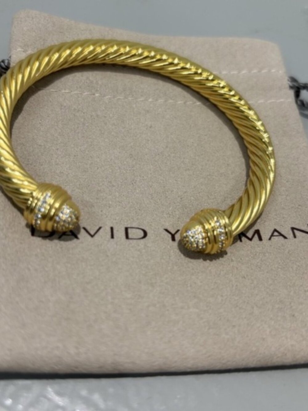 David Yurman Twisted Gold Bracelet with Silver Accents 7mm